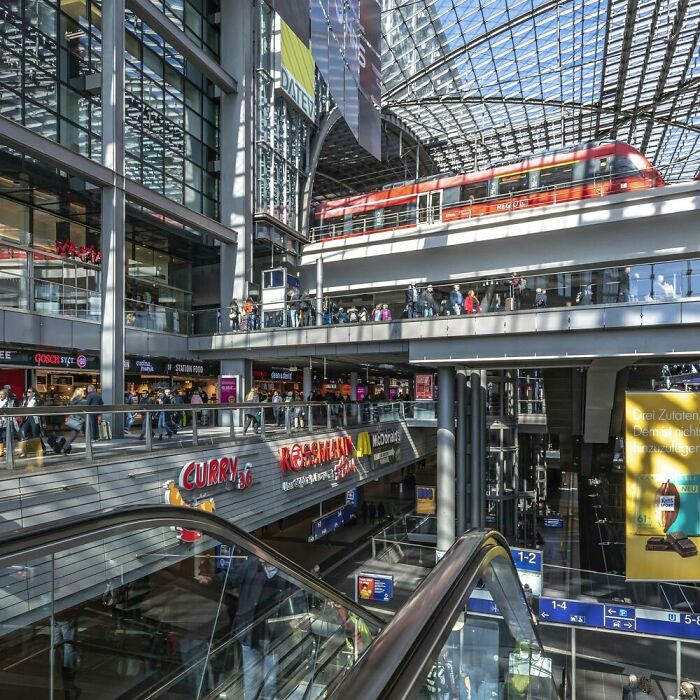 Inside The Main Railway Station In Berlin, Germany 