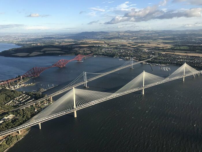 Different Generations Of Bridge Design (Forth Rail Bridge 1889, Forth Road Bridge 1964, Queensferry Crossing 2017)