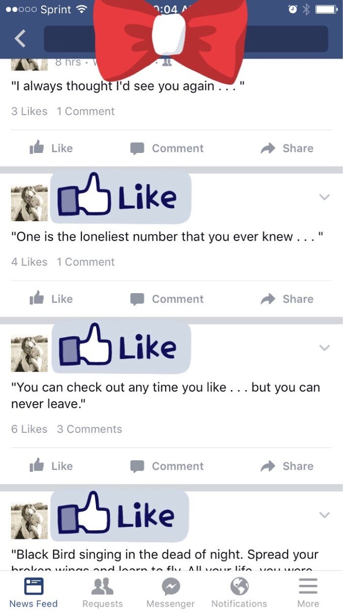 A Friend Of Mine Posts Lyrics To Every Song That Comes On Her Pandora Station