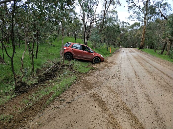 Me Driving Fast On A Wet Dirt Road. Idiot