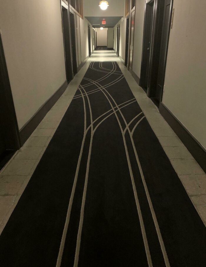Carpet With Tracks In A Hotel In An Old Train Station