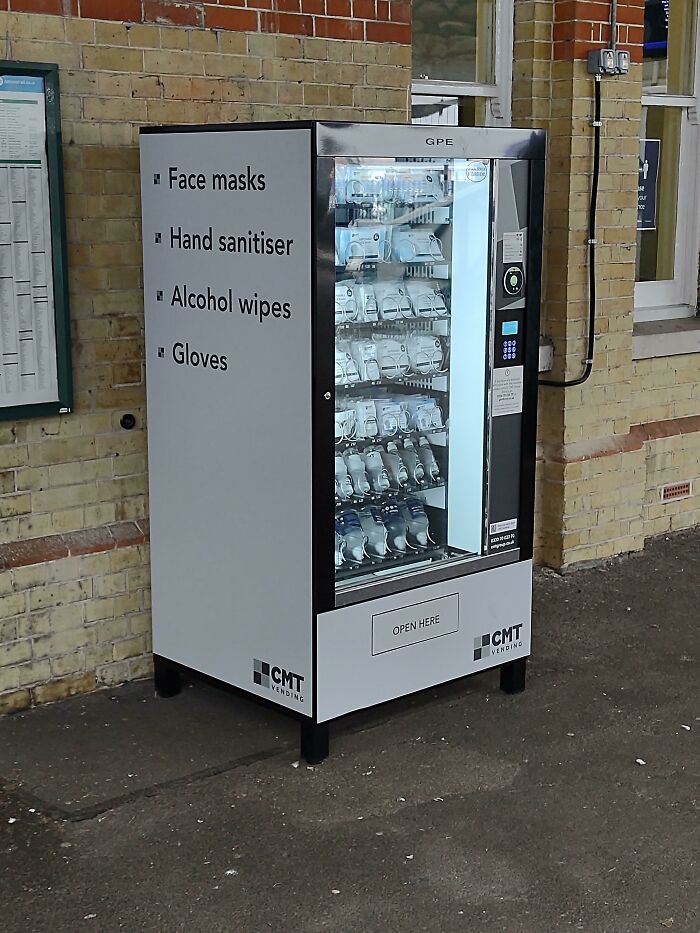 This Vending Machine With Protective Products In