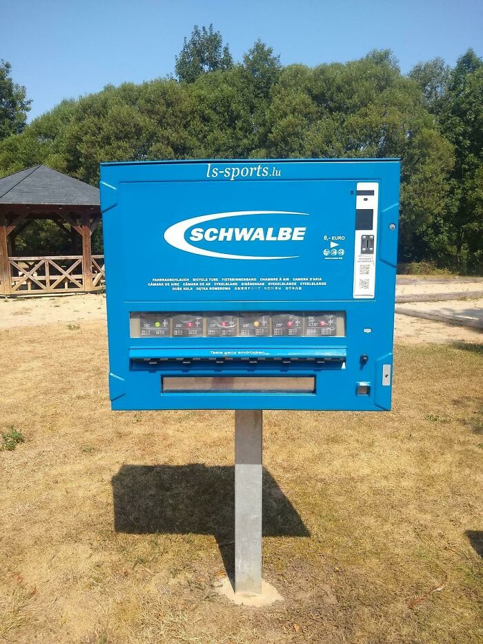 Bike Tube Vending Machine Seen In Luxembourg On One Of The Main Inter City Bike Paths