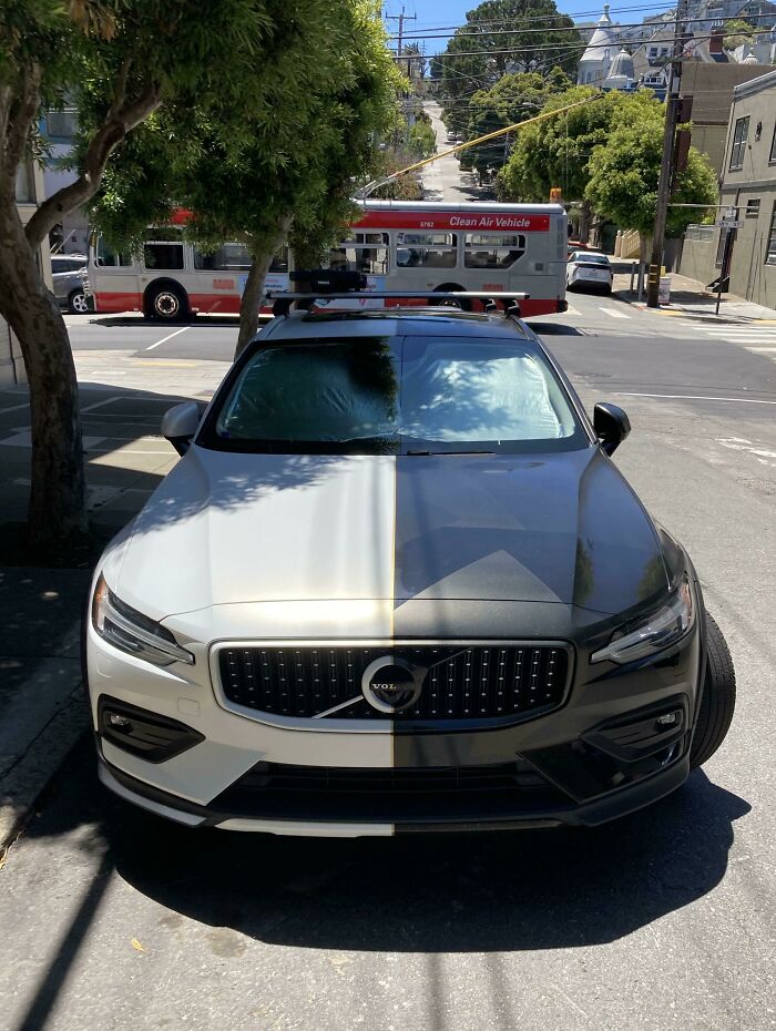 I Stumbled Across This Car That’s Painted Half Black And Half White