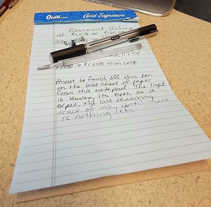 My Pen Ran Out Of Ink On The Last Page Of This Notepad