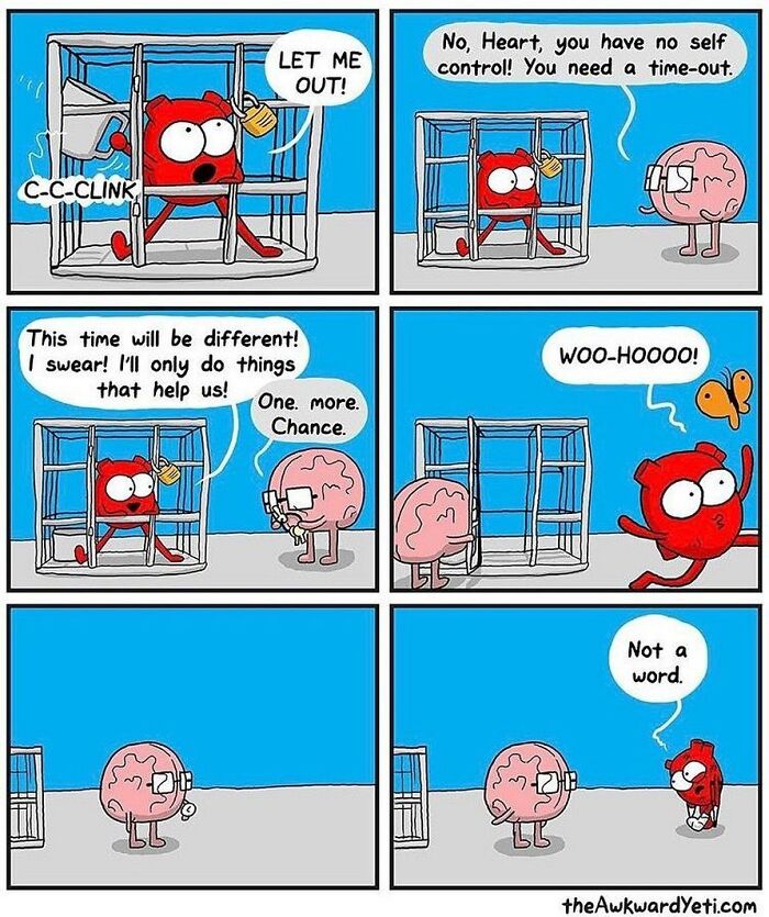 Artist Makes Comics That Portray The Eternal Dilemma Between Reason And Heart And 1 Million And 800 Thousand Followers Approve