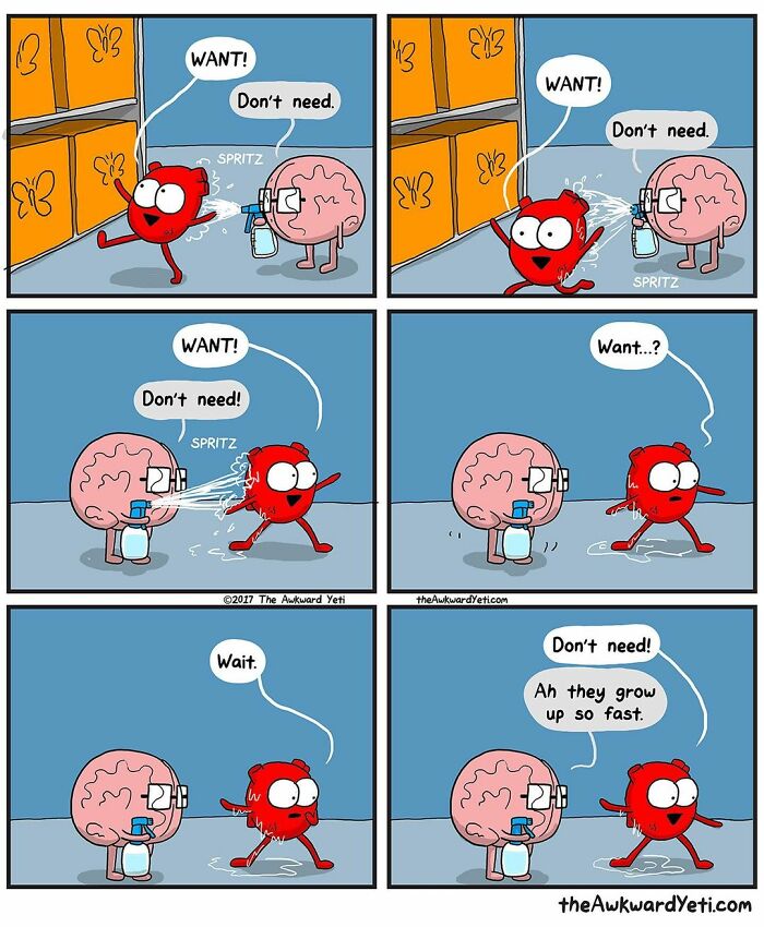 Artist Makes Comics That Portray The Eternal Dilemma Between Reason And Heart And 1 Million And 800 Thousand Followers Approve