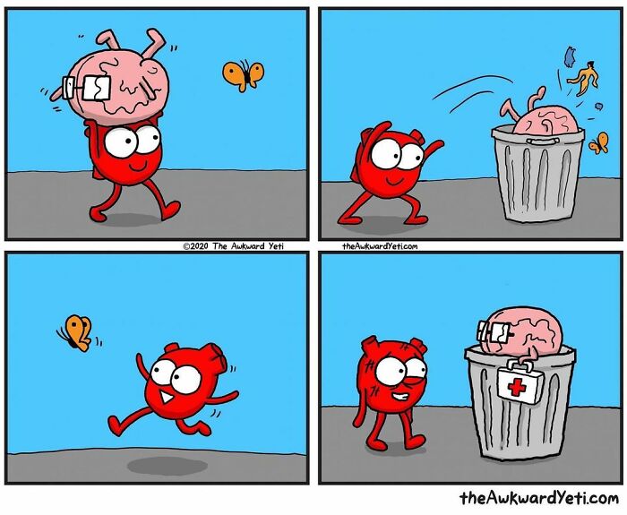 Artist Makes Comics That Portray The Eternal Dilemma Between Reason And Heart And 1 Million And 800 Thousand Followers Approve