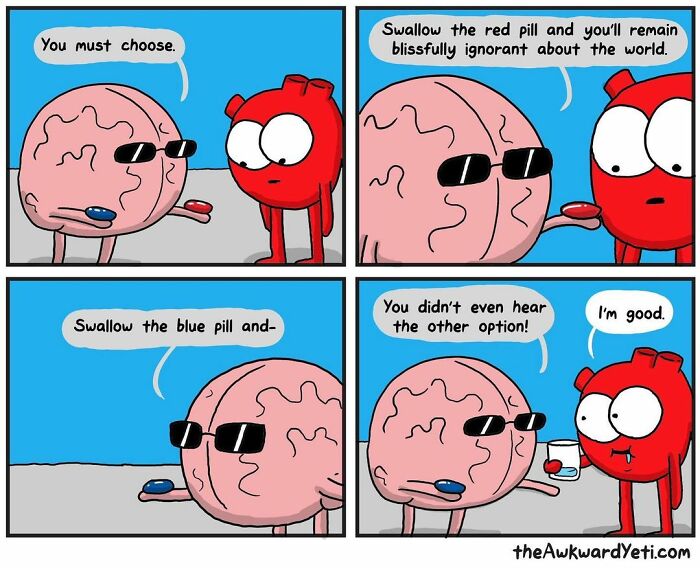 Artist Makes Comics That Portray The Eternal Dilemma Between Reason And Heart And 1 Million And 800 Thousand Followers Approve