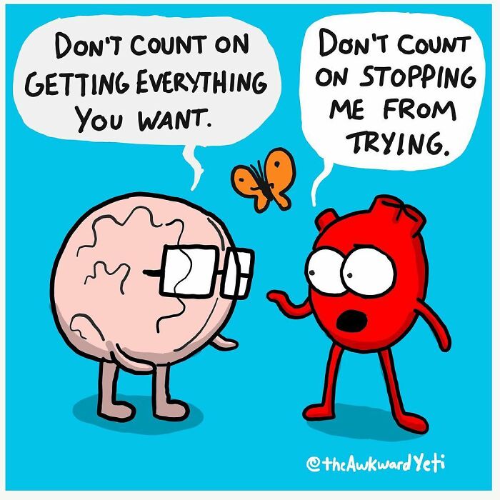 Artist Makes Comics That Portray The Eternal Dilemma Between Reason And Heart And 1 Million And 800 Thousand Followers Approve