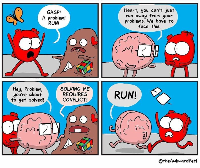 Artist Makes Comics That Portray The Eternal Dilemma Between Reason And Heart And 1 Million And 800 Thousand Followers Approve