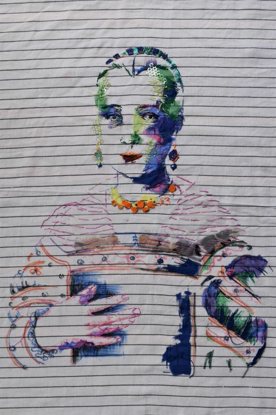 I Make Textile Portait Pieces But With Recycled Materials