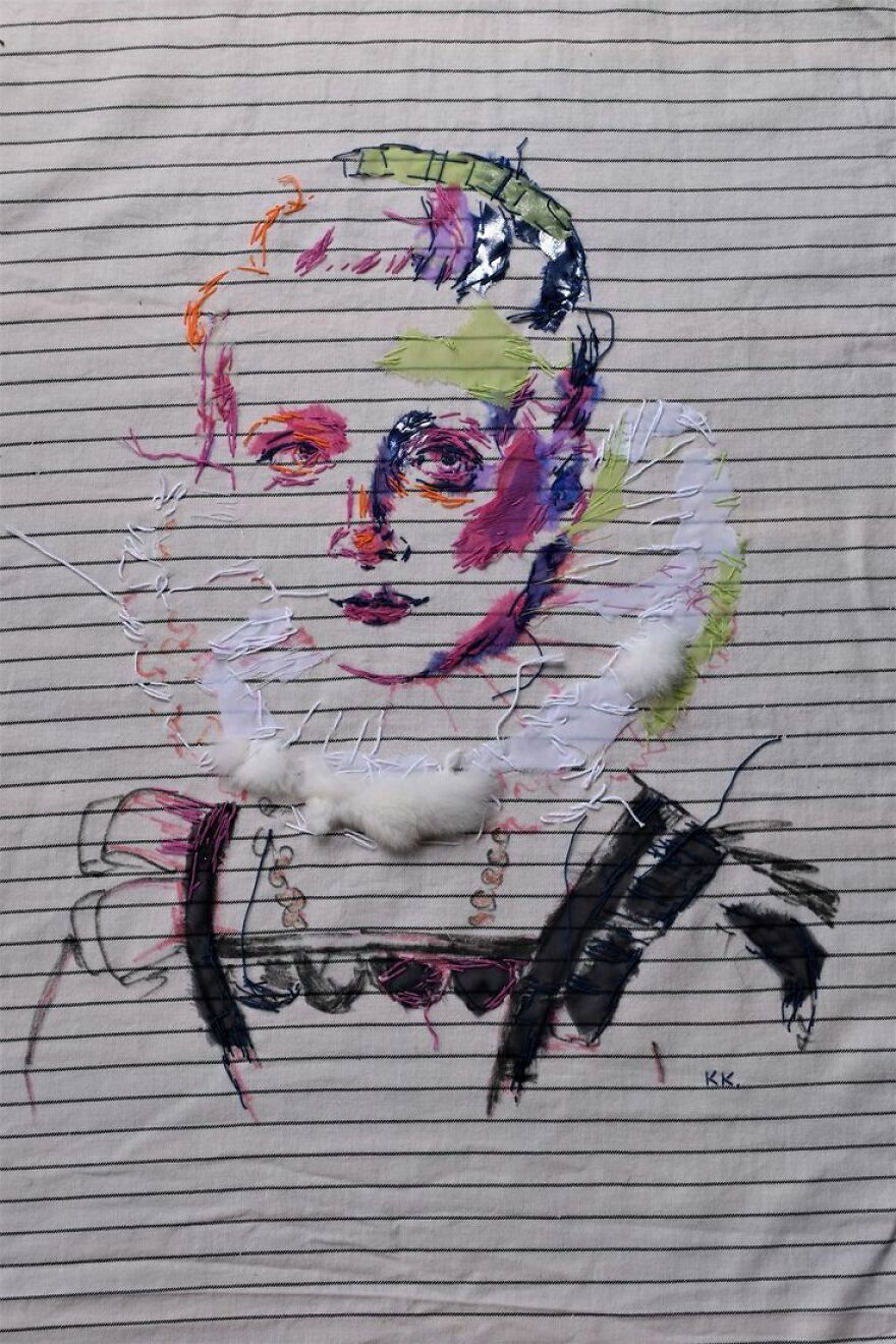 I Make Textile Portait Pieces But With Recycled Materials