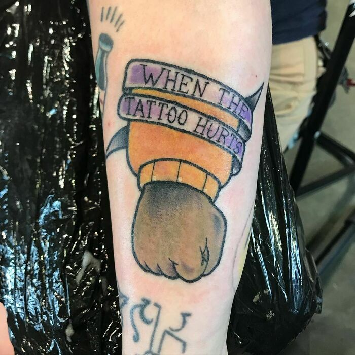 One Of The Funniest Tattoos I Will Probably Ever Get To Do! Thanks @mcdinger For Snagging This One At The Villain Arts Nashville Convention! Psa: I Will Always Do Meme Tattoos. #arthur #memetattoo #arthurtattoo #villainartsnashville