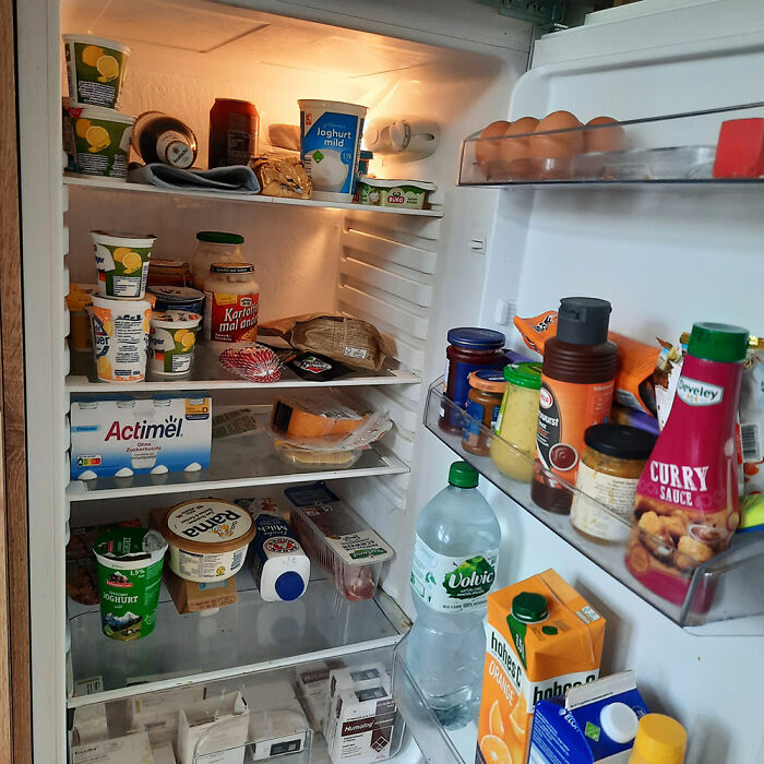 A German Fridge. No Fruit And Vegetables To Be Seen? I Swear They Are On The Table Next To It
