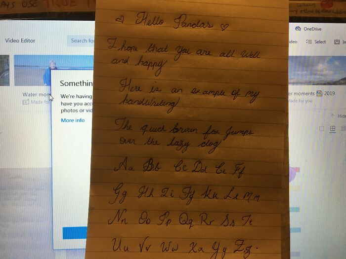 An Example Of My Handwriting. It's Not Brilliant But It's The Best I Can Do.