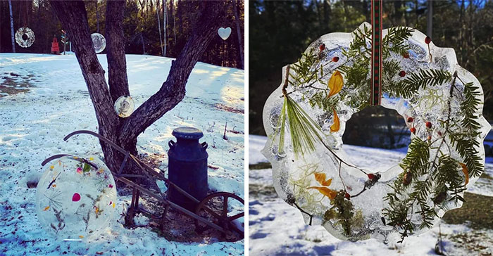 Not Sure If This Counts, But My Neighbor Took Advantage Of The Freezing Temps And Made These Beautifully Simplistic Ice Sculptures