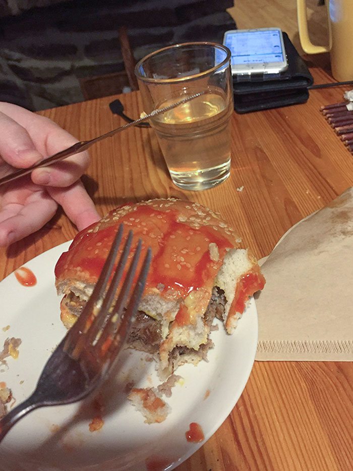 The Way My Brother Puts Ketchup On A Hamburger