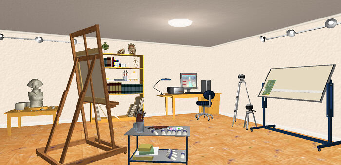 3D (Vrml) Studio Featuring Various Artsy Stuff, Made For Cybertown Back In 2013 I Think