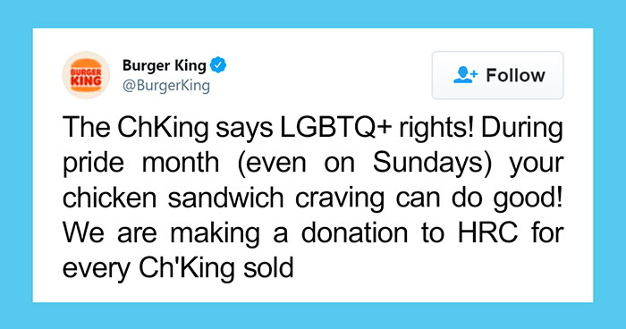 Chick-Fil-A Get Called Out By Burger King With Their Promise To Donate 40 Cents To LGBTQ+ Causes From Each Chicken Sandwich They Sell