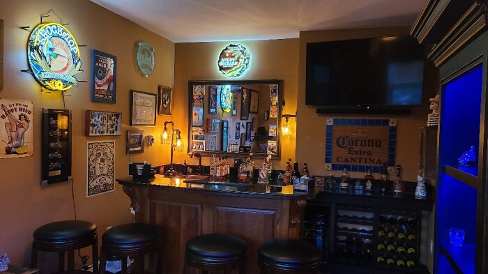 I Transformed A Downstairs Bedroom Into Our Bar...best Place To Chill