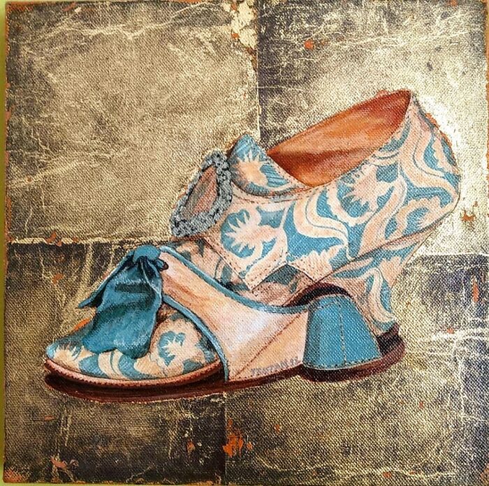 18th Century Silk And Leather Shoe, French