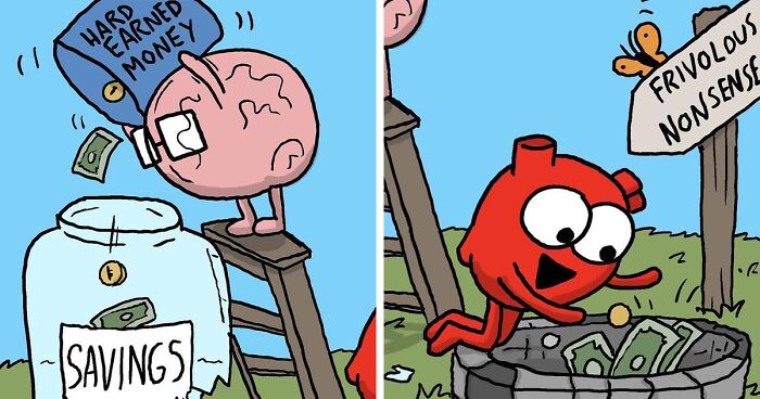This Artist Perfectly Portrays The Battle Between Our Emotions And Intellect With His 30 Comics (New Pics)