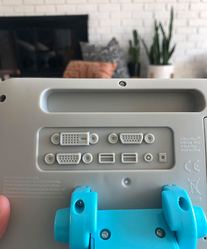 My Kid’s Fake Cash Register Has Fake Inputs On The Back