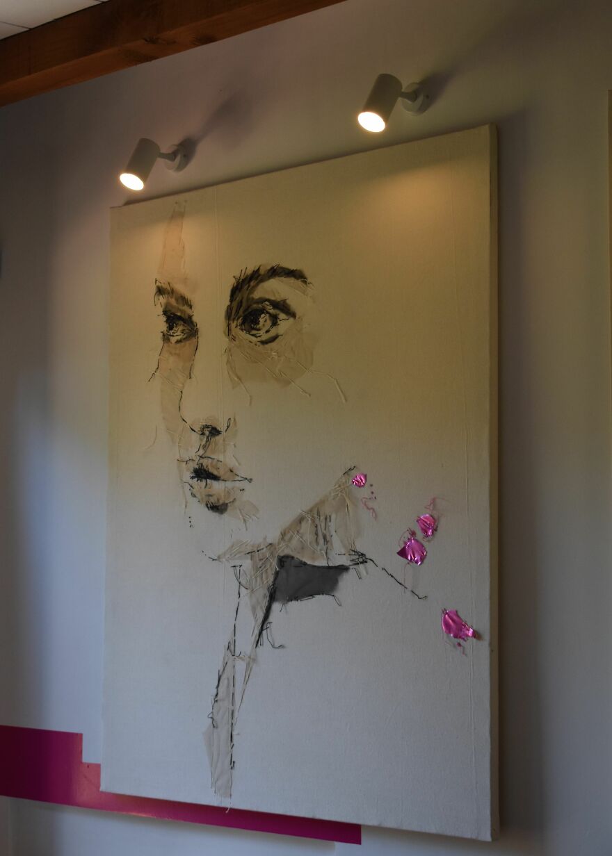 I Make Textile Portait Pieces But With Recycled Materials