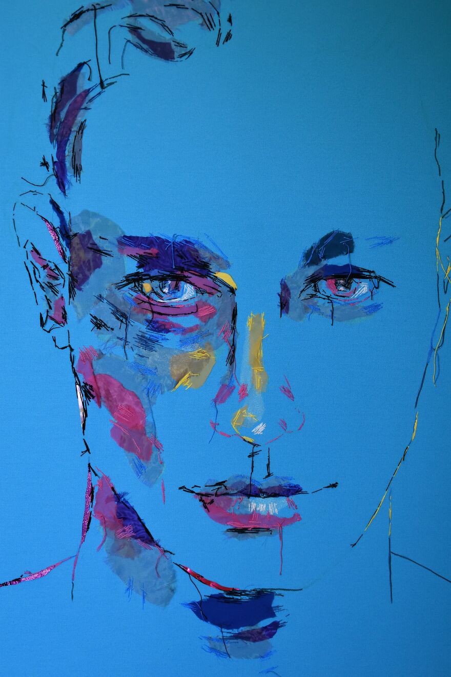 I Make Textile Portait Pieces But With Recycled Materials