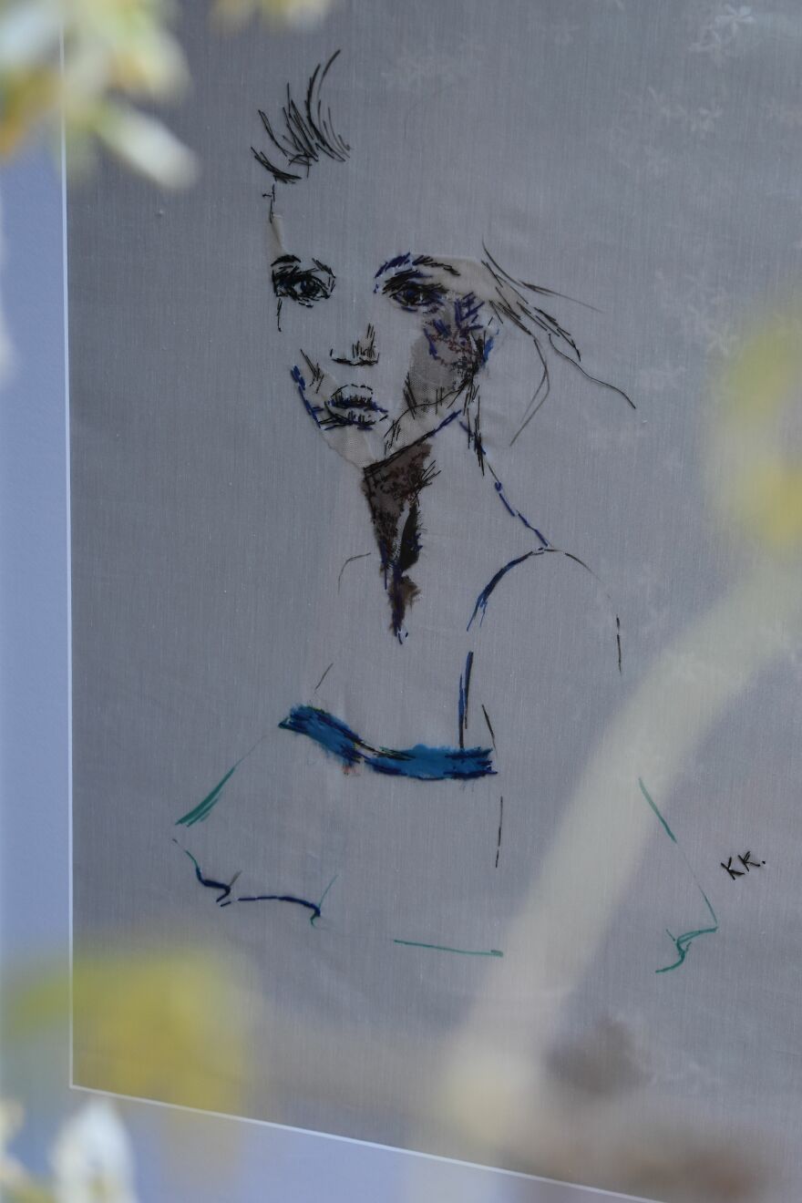 I Make Textile Portait Pieces But With Recycled Materials