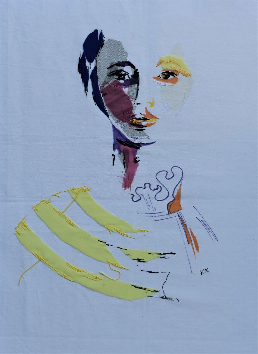 I Make Textile Portait Pieces But With Recycled Materials