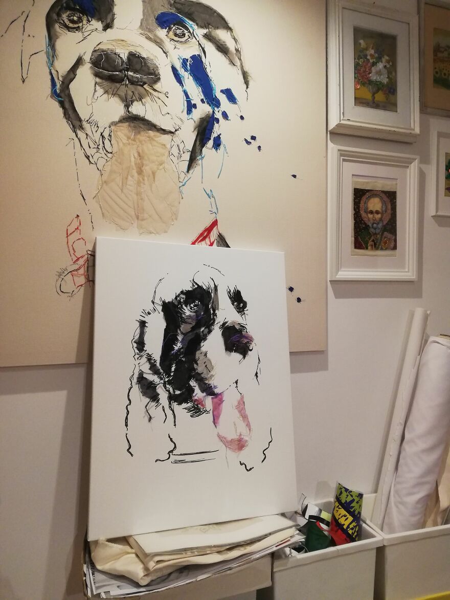 I Make Textile Portait Pieces But With Recycled Materials