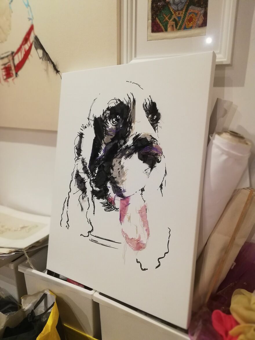 I Make Textile Portait Pieces But With Recycled Materials