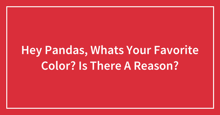 Hey Pandas, Whats Your Favorite Color? Is There A Reason?