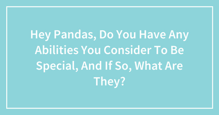 Hey Pandas, Do You Have Any Abilities You Consider To Be Special, And If So, What Are They? (Closed)