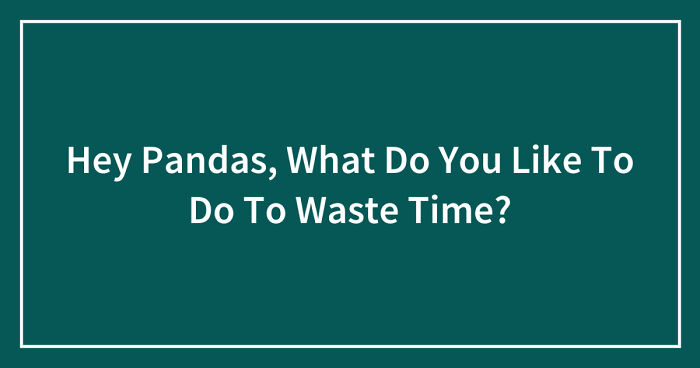 Hey Pandas, What Do You Like To Do To Waste Time? (Closed)