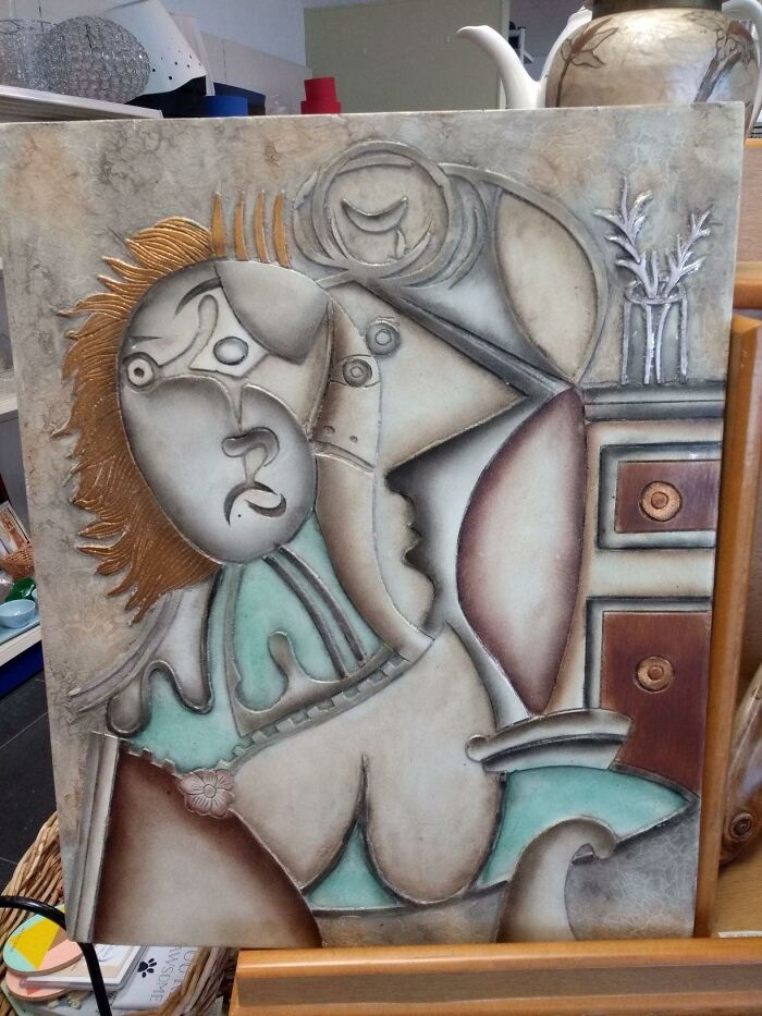 I See A Woman With Bad Hair And A Migraine Headache So Terrible That She's Lost Her Nips And They've Migrated To The Drawers. £15.95 At The Hospice Shop, Guernsey