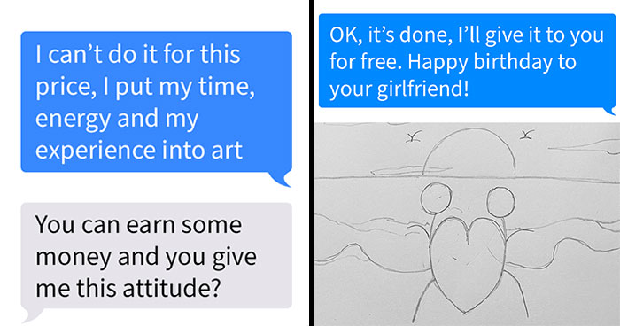 Artist Responds With A Drawing Worth Exactly 3 Dollars After Disrespectful Guy Offers Her That Much For A Detailed Painting