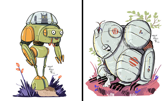 I Wanted To Step Out Of My Comfort Zone, So I Took The ‘March Of Robots’ Challenge (31 Drawings)