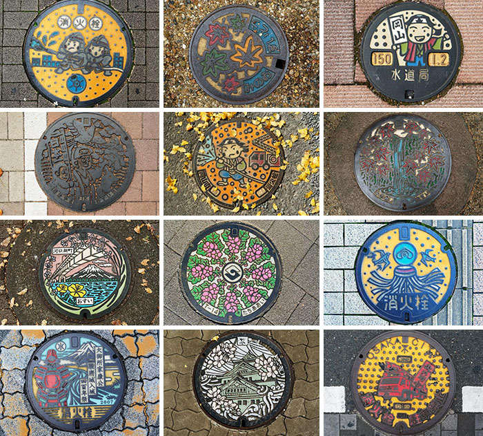 Various Drain/Utility Covers I've Seen In Tokyo, Kawaguchiko, Shizuoka, Okayama, Osaka And Kyoto