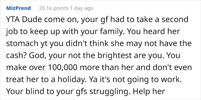 Rich Man Doesn't Realize His GF Can't Afford His Lavish Lifestyle And Skipped Meals On Vacation, Asks If He's Wrong Rich Man Doesn't Realize His GF Can't Afford His Lavish Lifestyle And Skipped Meals On Vacation, Asks If He's Wrong