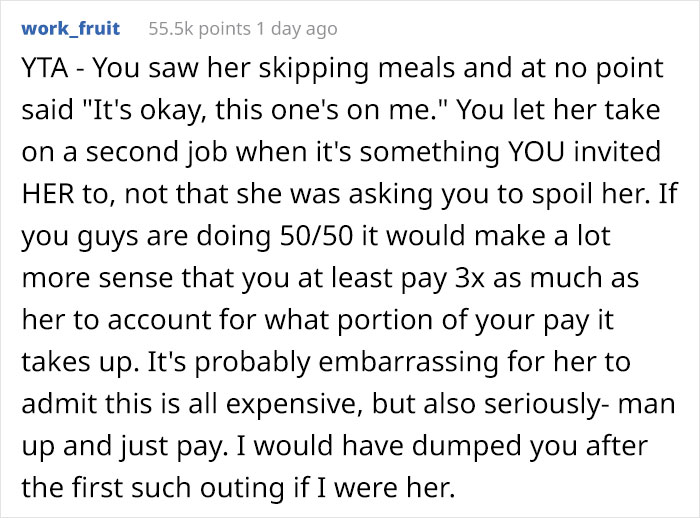 Rich Man Doesn't Realize His GF Can't Afford His Lavish Lifestyle And Skipped Meals On Vacation, Asks If He's Wrong Rich Man Doesn't Realize His GF Can't Afford His Lavish Lifestyle And Skipped Meals On Vacation, Asks If He's Wrong