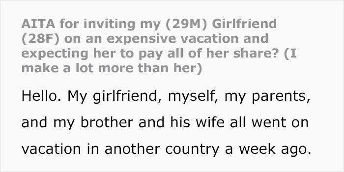 Rich Man Doesn't Realize His GF Can't Afford His Lavish Lifestyle And Skipped Meals On Vacation, Asks If He's Wrong Rich Man Doesn't Realize His GF Can't Afford His Lavish Lifestyle And Skipped Meals On Vacation, Asks If He's Wrong