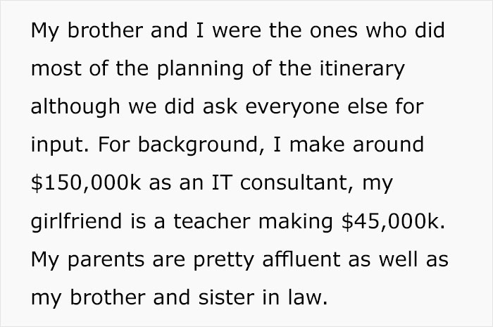 Rich Man Doesn't Realize His GF Can't Afford His Lavish Lifestyle And Skipped Meals On Vacation, Asks If He's Wrong