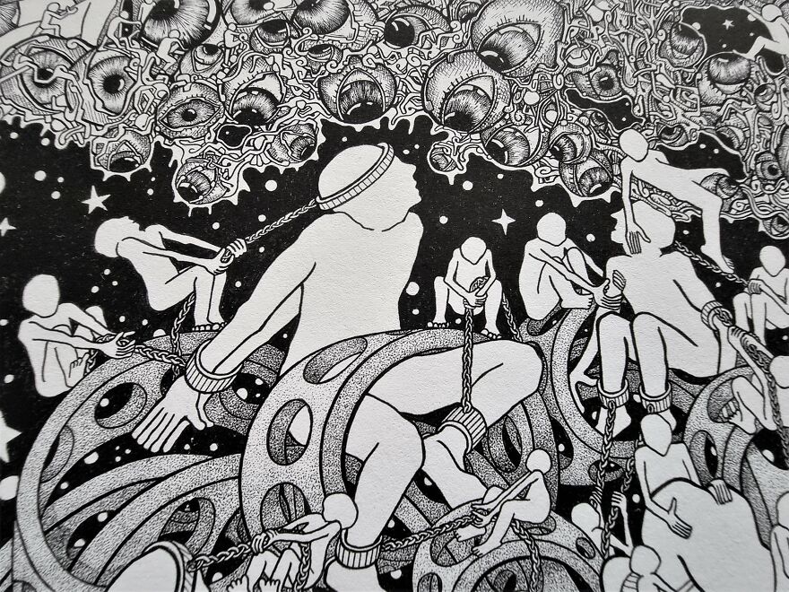 I Spent A 1000+ Hours On A Fineliner Drawing Called 'Recalibration'