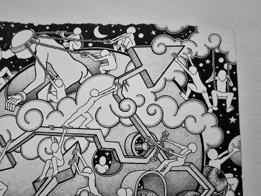 I Spent A 1000+ Hours On A Fineliner Drawing Called 'Recalibration'