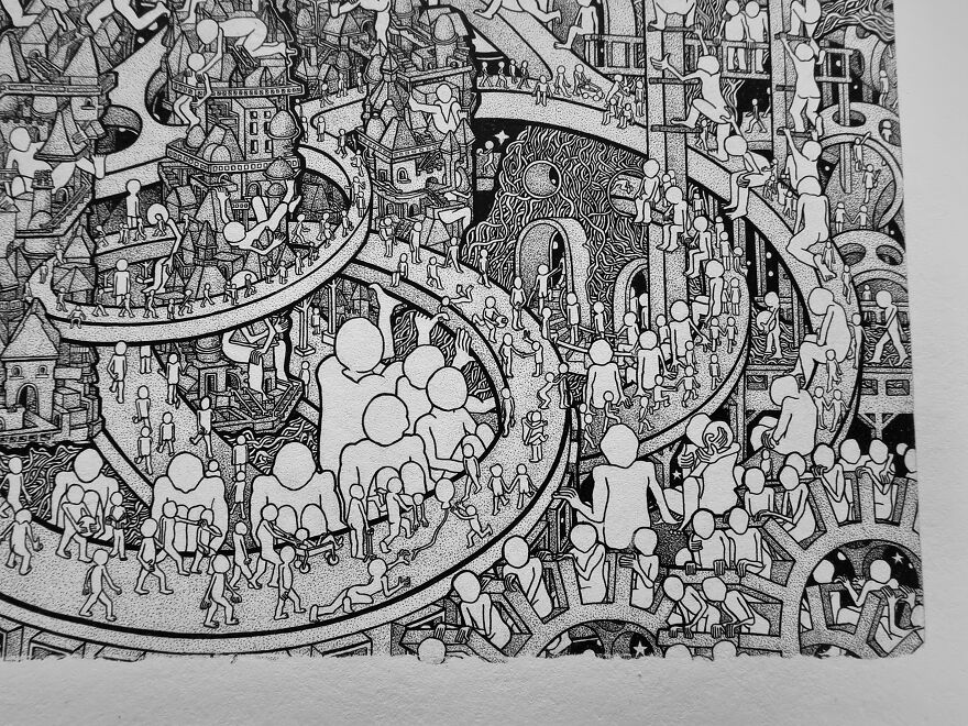 I Spent A 1000+ Hours On A Fineliner Drawing Called 'Recalibration'