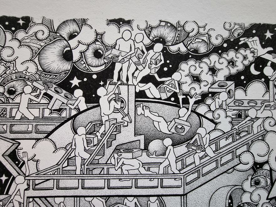 I Spent A 1000+ Hours On A Fineliner Drawing Called 'Recalibration'