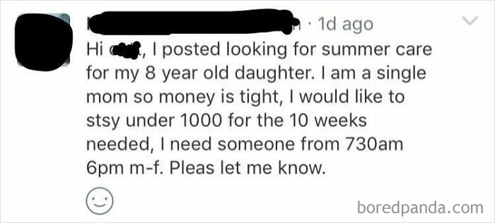 Single Mom Would Like To Pay Less Than 2$ An Hour For Childcare